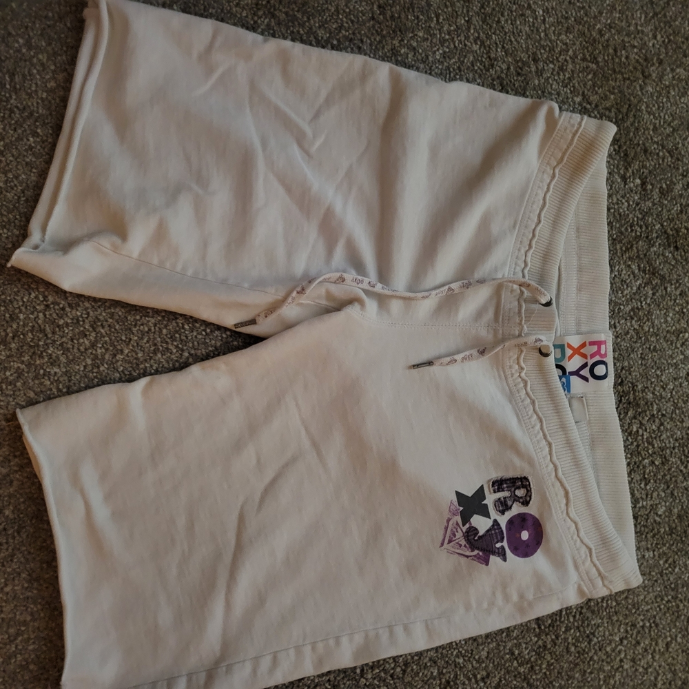 Roxy White Shorts with Purple Logo